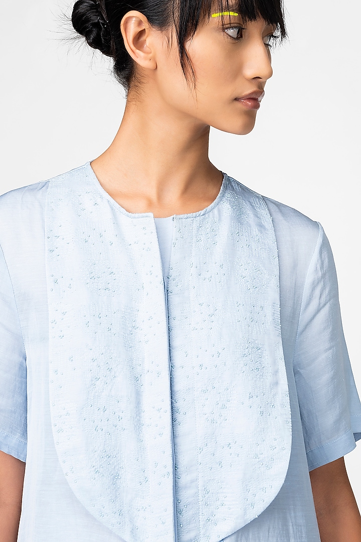 Blue Ciel Embroidered Summer Dress by Genes Lecoanet Hemant at Pernia's Pop Up Shop