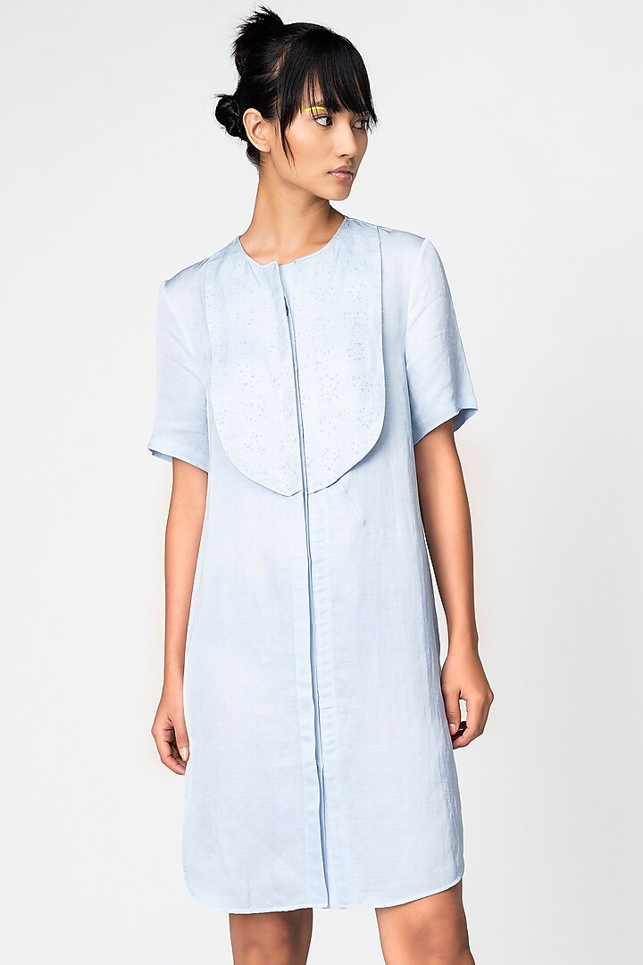 Blue Ciel Embroidered Summer Dress by Genes Lecoanet Hemant at Pernia's Pop Up Shop