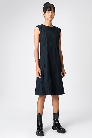 Midnight Black Embroidered Dress by Genes Lecoanet Hemant
