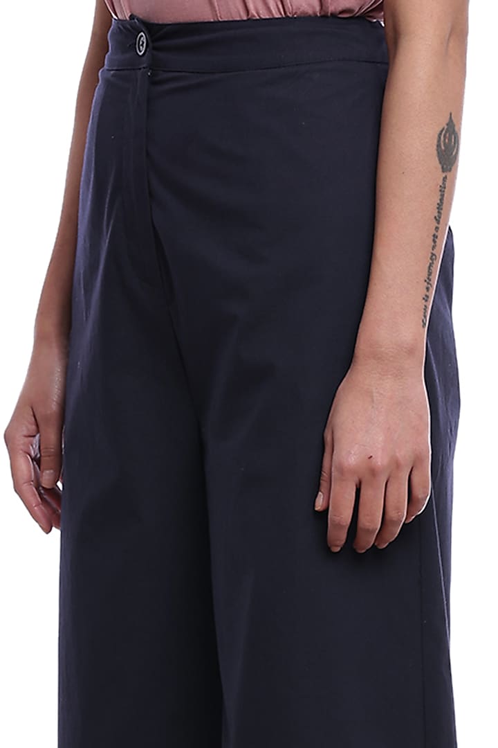 Navy Cotton Culottes Pants by Genes Lecoanet Hemant at Pernia's Pop Up Shop