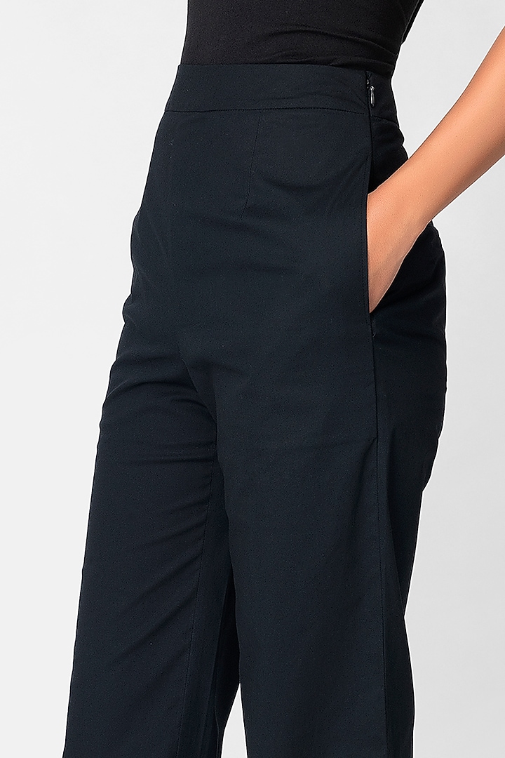 Black Embroidered Trousers by Genes Lecoanet Hemant at Pernia's Pop Up Shop