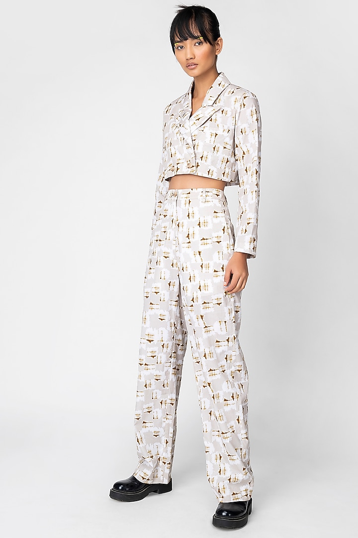 Sand Checkered Trousers by Genes Lecoanet Hemant