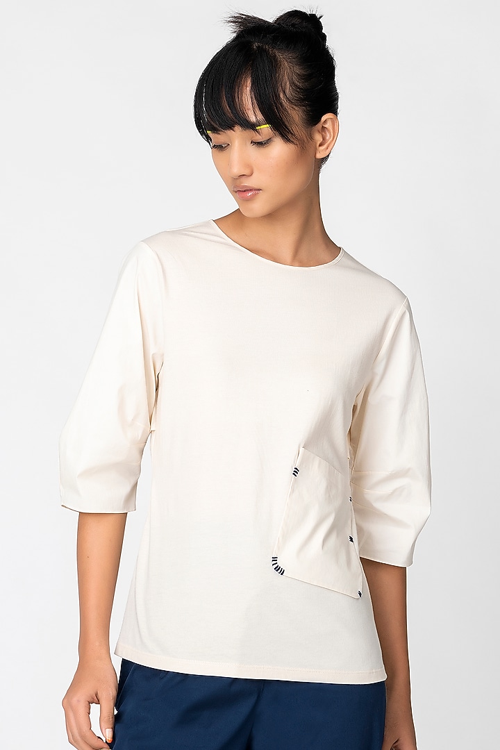 Ecru Embroidered Top by Genes Lecoanet Hemant at Pernia's Pop Up Shop