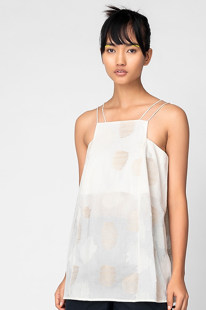 Ecru Embroidered Top by Genes Lecoanet Hemant at Pernia's Pop Up Shop