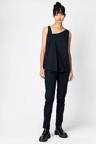 Midnight Black Embroidered Top by Genes Lecoanet Hemant