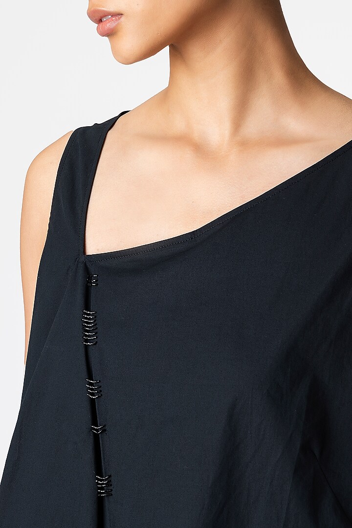 Midnight Black Embroidered Top by Genes Lecoanet Hemant at Pernia's Pop Up Shop