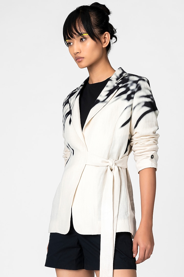 Ecru Printed Jacket by Genes Lecoanet Hemant at Pernia's Pop Up Shop