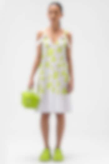 Lime Cotton Poplin Printed Summer Dress by Genes Lecoanet Hemant at Pernia's Pop Up Shop