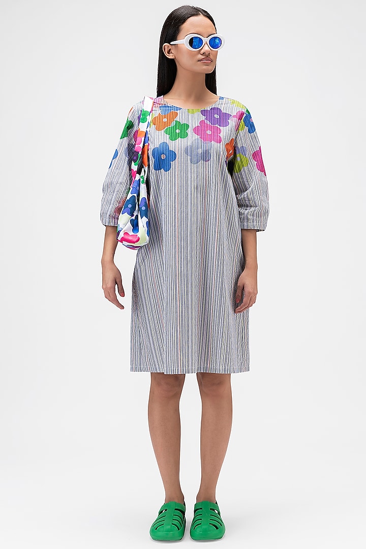 Multi-Colored Cotton Poplin Striped Dress by Genes Lecoanet Hemant