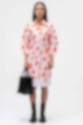 Orange Cotton Poplin Printed Shirt Dress by Genes Lecoanet Hemant at Pernia's Pop Up Shop