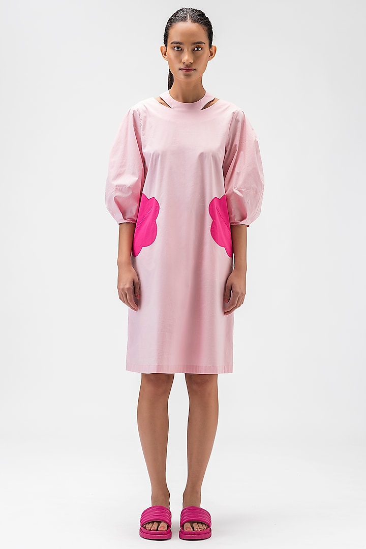Pink Cotton Poplin Dress by Genes Lecoanet Hemant
