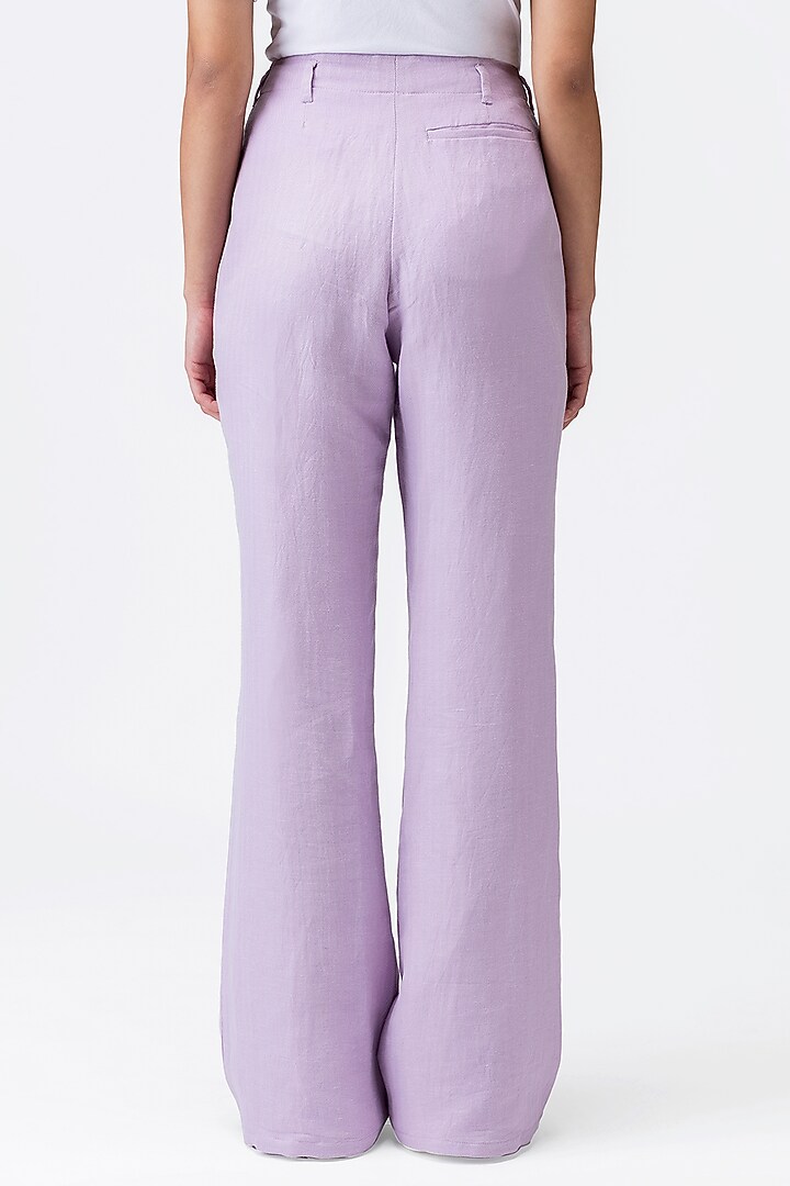 Lilac Linen Herringbone Trousers by Genes Lecoanet Hemant at Pernia's Pop Up Shop