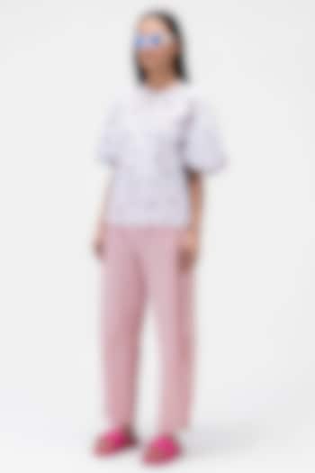 Pink Cotton Twill Lycra Pants by Genes Lecoanet Hemant