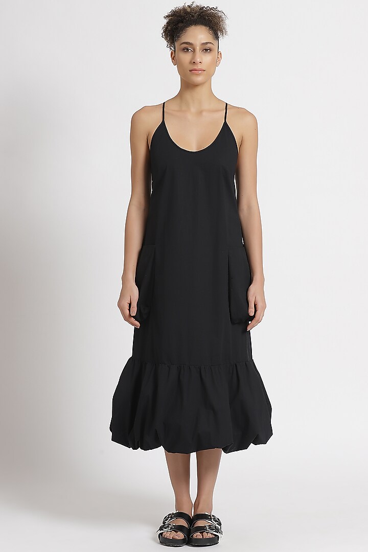 Black Poplin Dress by Genes Lecoanet Hemant at Pernia's Pop Up Shop