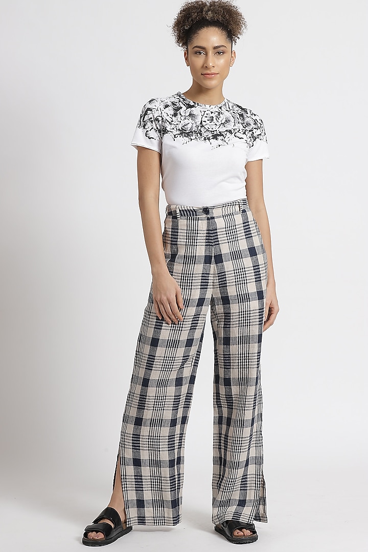 Black & White Checkered Trousers by Genes Lecoanet Hemant