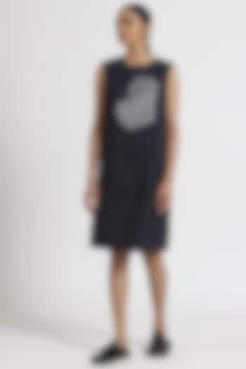 Navy Blue Poplin Dress by Genes Lecoanet Hemant at Pernia's Pop Up Shop