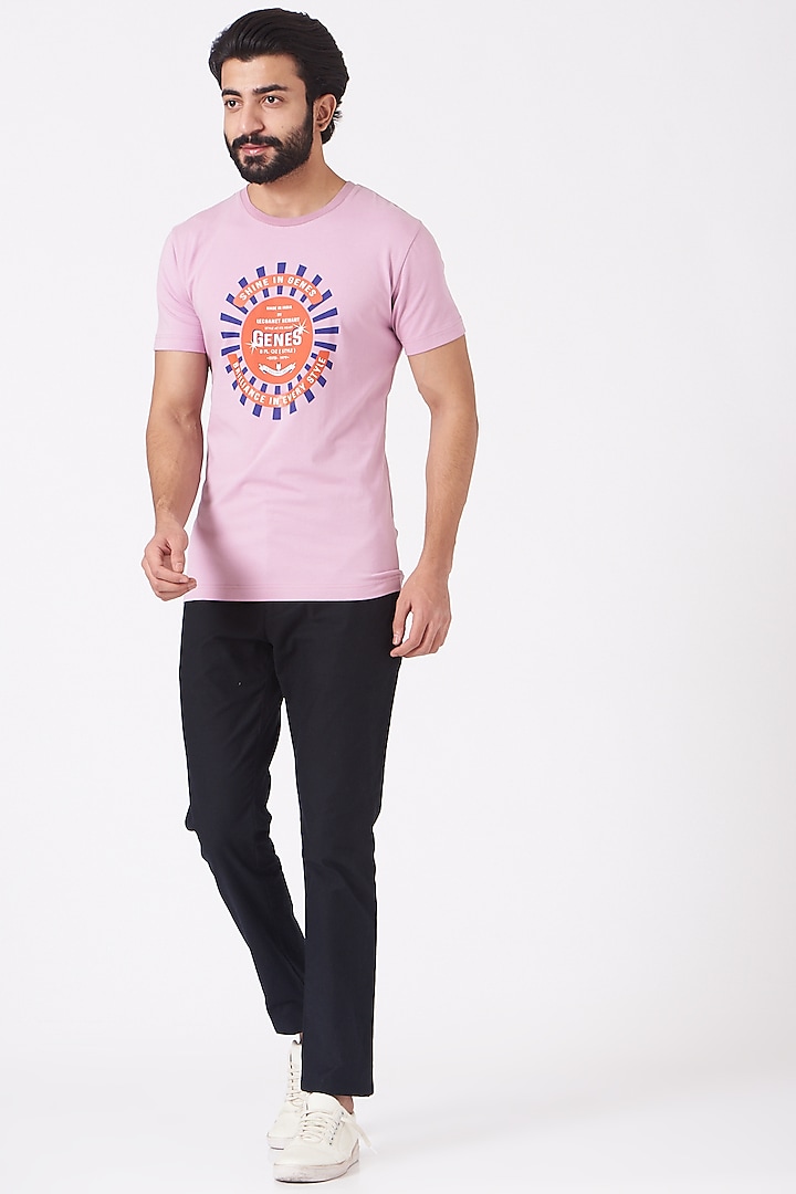 Mauve Printed T-Shirt by Genes Lecoanet Hemant Men