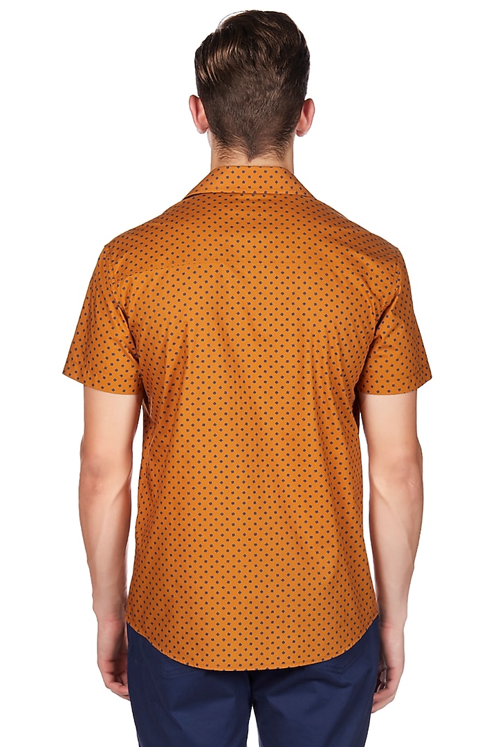 Rust Orange Printed Summer Shirt by Genes Lecoanet Hemant Men at Pernia's Pop Up Shop