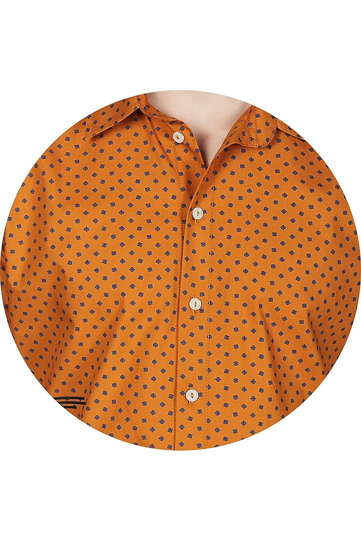 Rust Orange Printed Summer Shirt by Genes Lecoanet Hemant Men at Pernia's Pop Up Shop