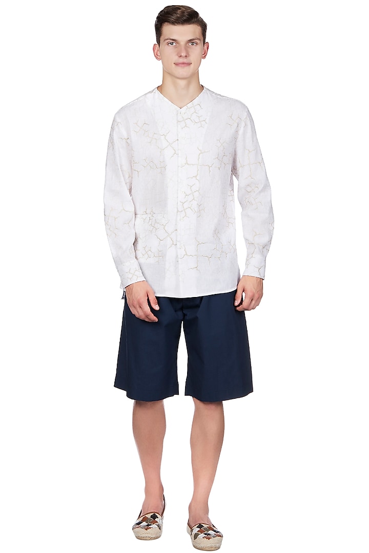 White Linen Shirt by Genes Lecoanet Hemant Men