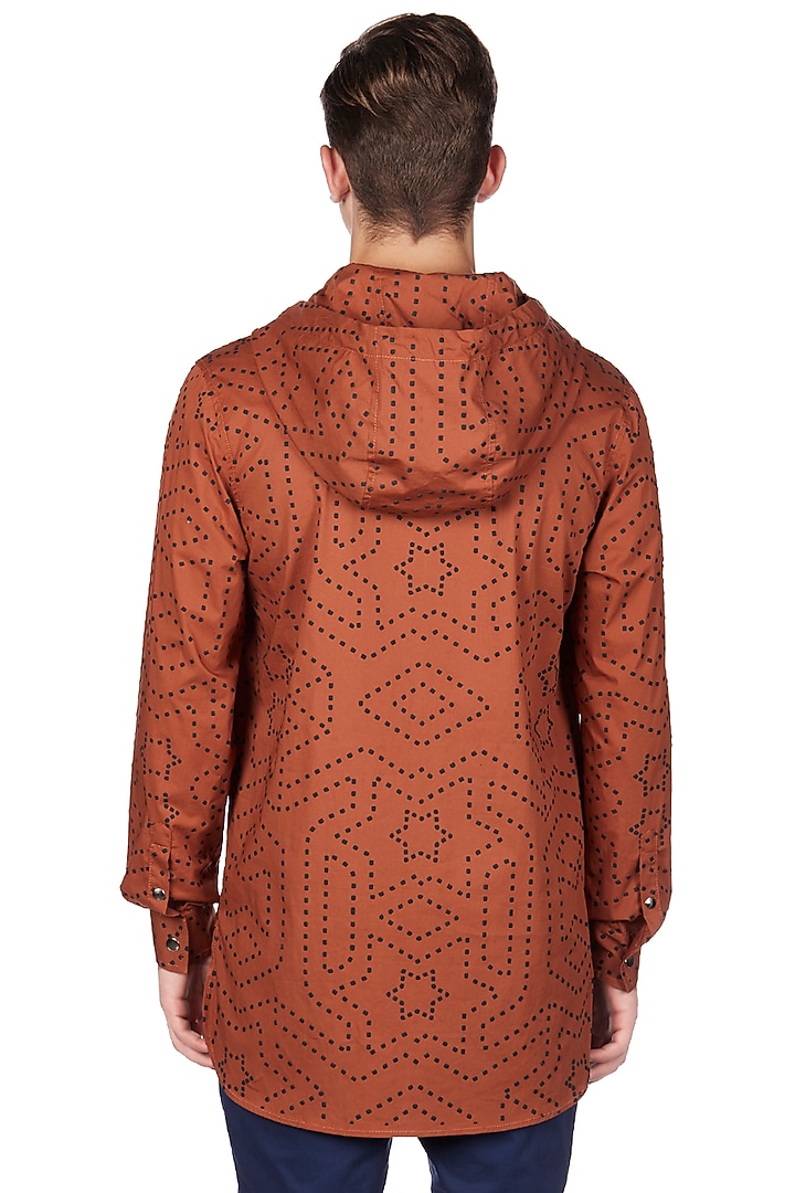 Rust Orange Cotton Hoodie by Genes Lecoanet Hemant Men at Pernia's Pop Up Shop