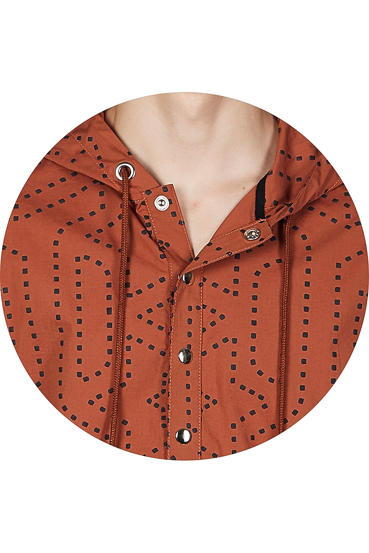Rust Orange Cotton Hoodie by Genes Lecoanet Hemant Men at Pernia's Pop Up Shop