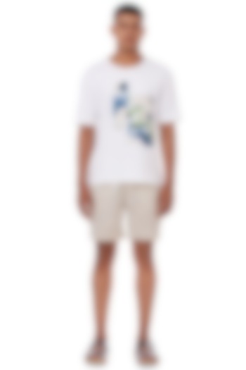 White Floral Printed T-Shirt by Genes Lecoanet Hemant