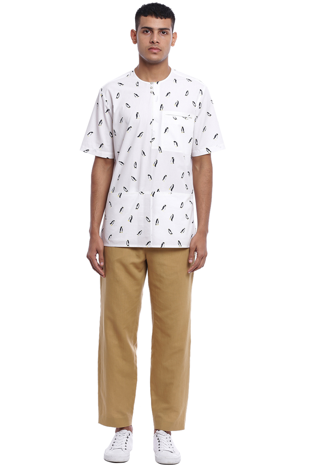White Printed T-Shirt by Genes Lecoanet Hemant Men