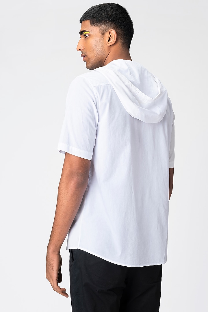 Ivory Printed Hoodie T-Shirt by Genes Lecoanet Hemant Men at Pernia's Pop Up Shop