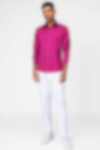 Orchid Cotton Party Wear Shirt by Genes Lecoanet Hemant Men at Pernia's Pop Up Shop