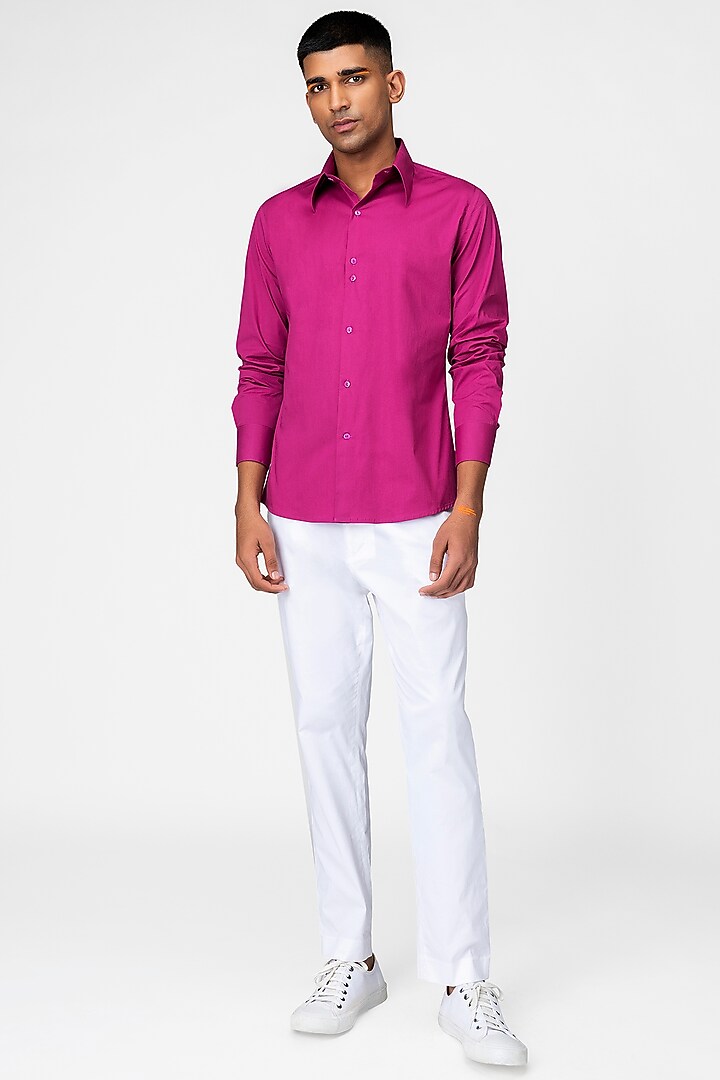 Orchid Cotton Party Wear Shirt by Genes Lecoanet Hemant Men at Pernia's Pop Up Shop