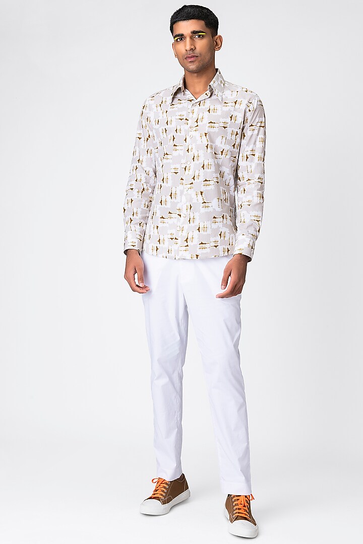 Sand Checkered Summer Shirt by Genes Lecoanet Hemant Men at Pernia's Pop Up Shop