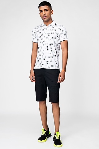 Black & White Checkered Polo T-Shirt by Genes Lecoanet Hemant Men