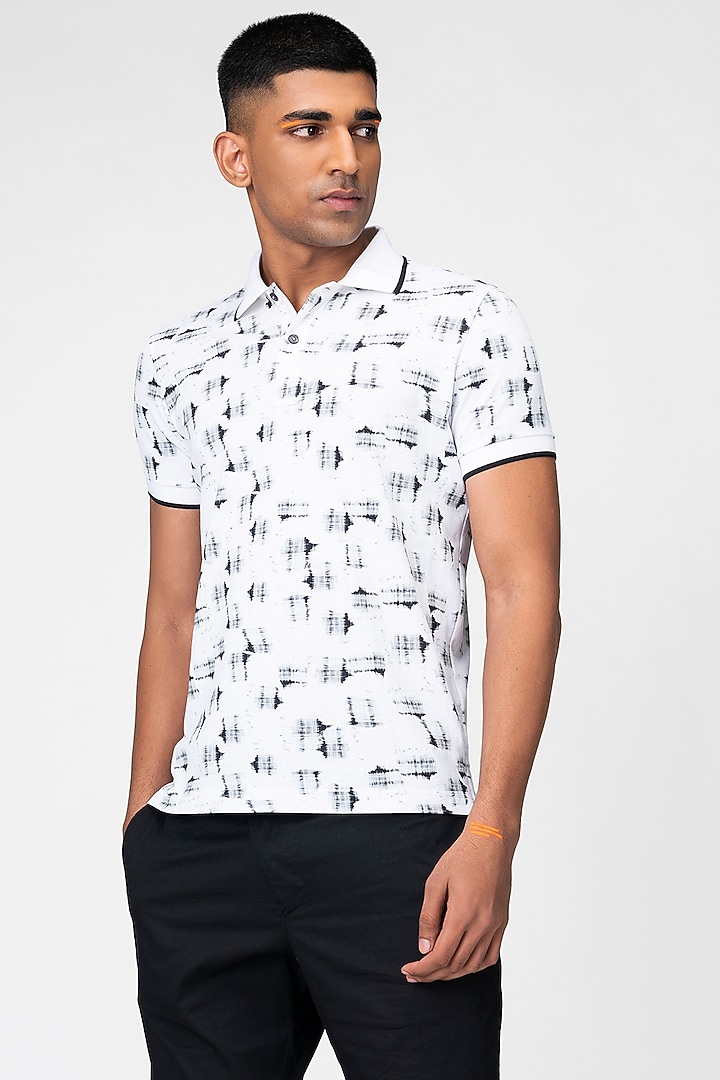 Black & White Checkered Polo T-Shirt by Genes Lecoanet Hemant Men at Pernia's Pop Up Shop