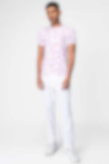 Orchid Pink Checkered T-Shirt by Genes Lecoanet Hemant Men