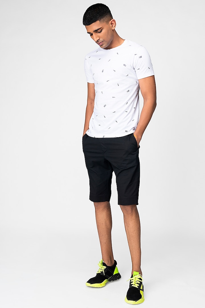 White T-Shirt With Print by Genes Lecoanet Hemant Men
