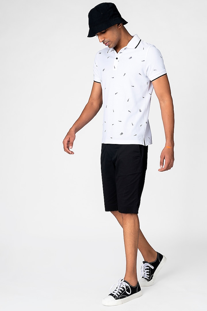 White Printed T-Shirt In Pique by Genes Lecoanet Hemant Men