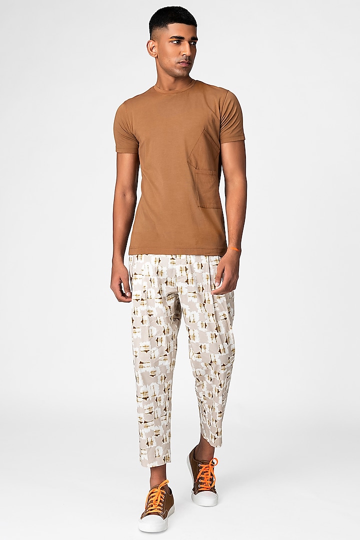 Caramel Cotton T-Shirt by Genes Lecoanet Hemant Men