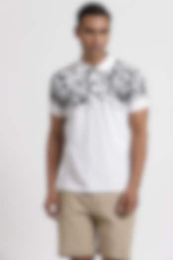 White Cotton Polo T-Shirt by Genes Lecoanet Hemant Men at Pernia's Pop Up Shop