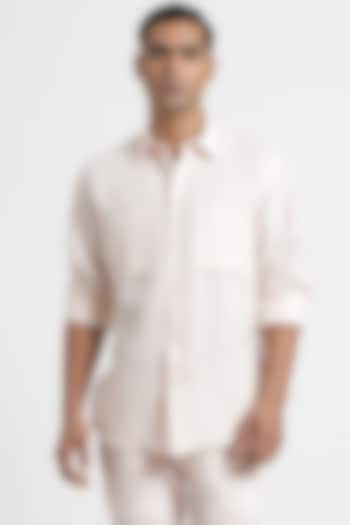 Rose Pink Linen Party Wear Shirt by Genes Lecoanet Hemant Men at Pernia's Pop Up Shop