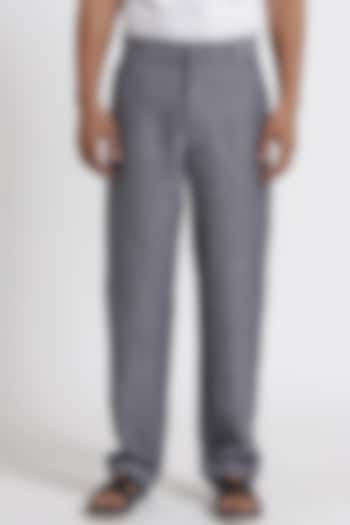 Navy Trousers With Chambray Look by Genes Lecoanet Hemant Men at Pernia's Pop Up Shop