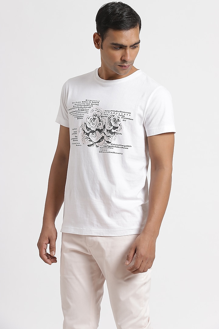 White & Black T-Shirt by Genes Lecoanet Hemant Men