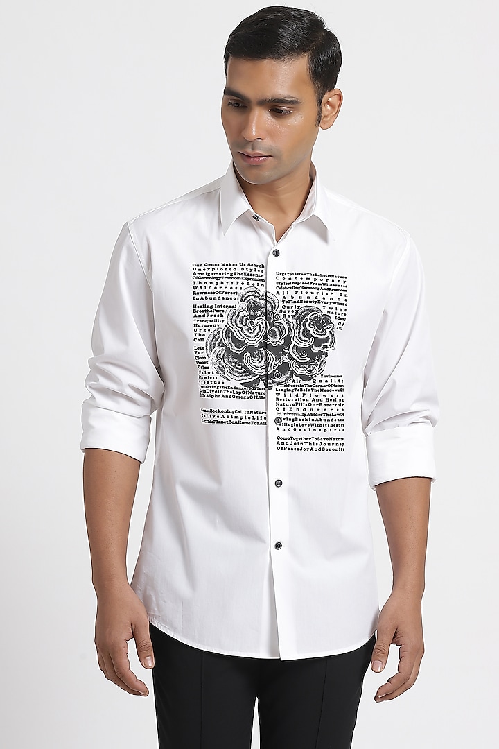 White Shirt In Cotton Poplin by Genes Lecoanet Hemant Men
