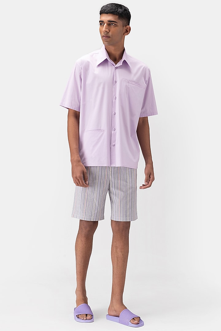 Lilac Cotton Poplin Summer Shirt by Genes Lecoanet Hemant Men at Pernia's Pop Up Shop