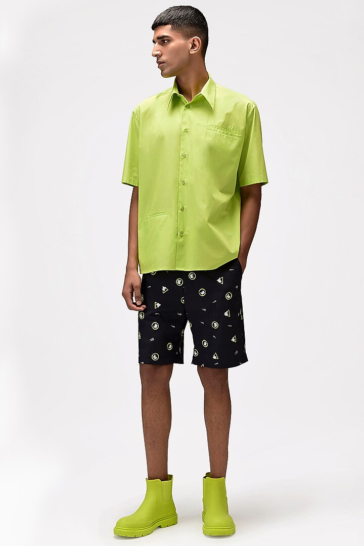 Lime Green Cotton Poplin Summer Shirt by Genes Lecoanet Hemant Men at Pernia's Pop Up Shop
