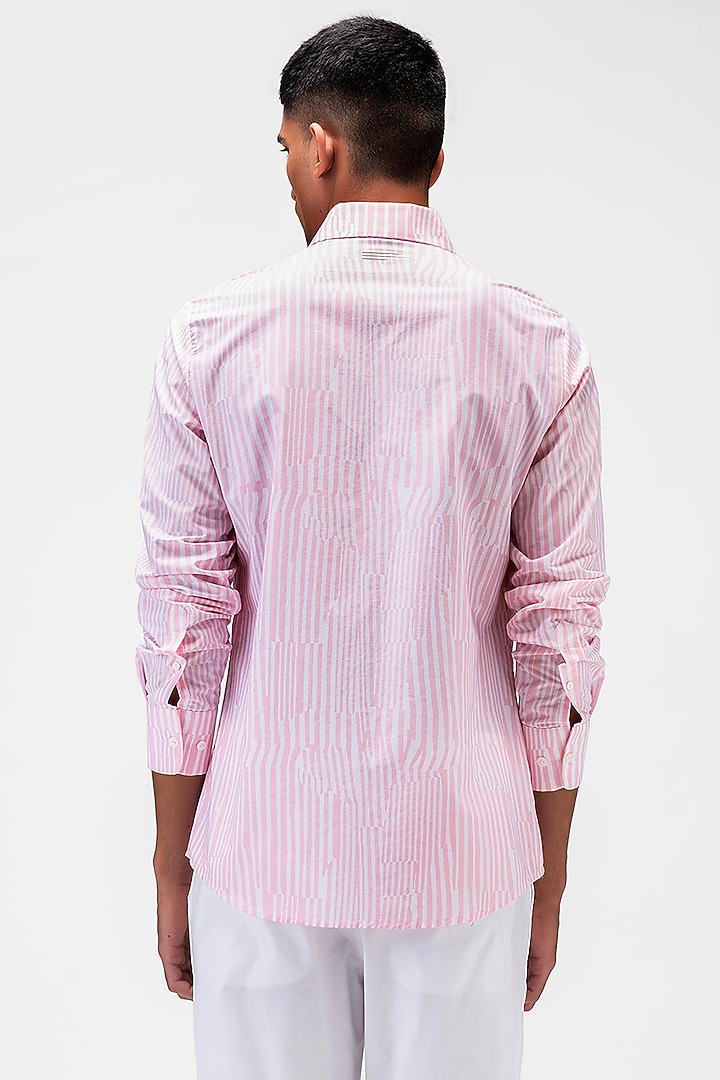 Pink Cotton Poplin Printed Party Wear Shirt by Genes Lecoanet Hemant Men at Pernia's Pop Up Shop