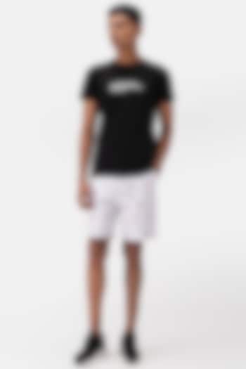 White Cotton Twill Printed Shorts by Genes Lecoanet Hemant Men at Pernia's Pop Up Shop