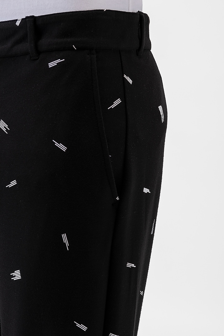 Black Double Jersey Printed Joggers by Genes Lecoanet Hemant Men at Pernia's Pop Up Shop
