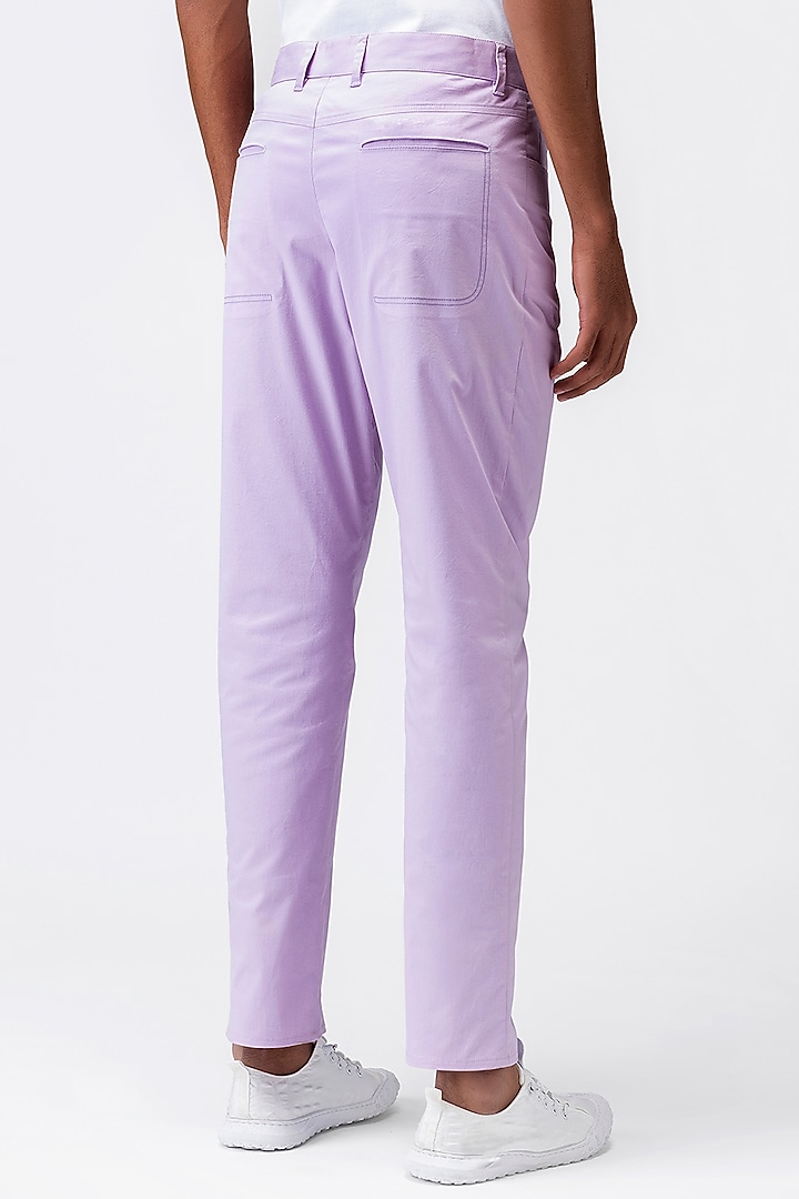 Lilac Cotton Twill Trousers by Genes Lecoanet Hemant Men at Pernia's Pop Up Shop