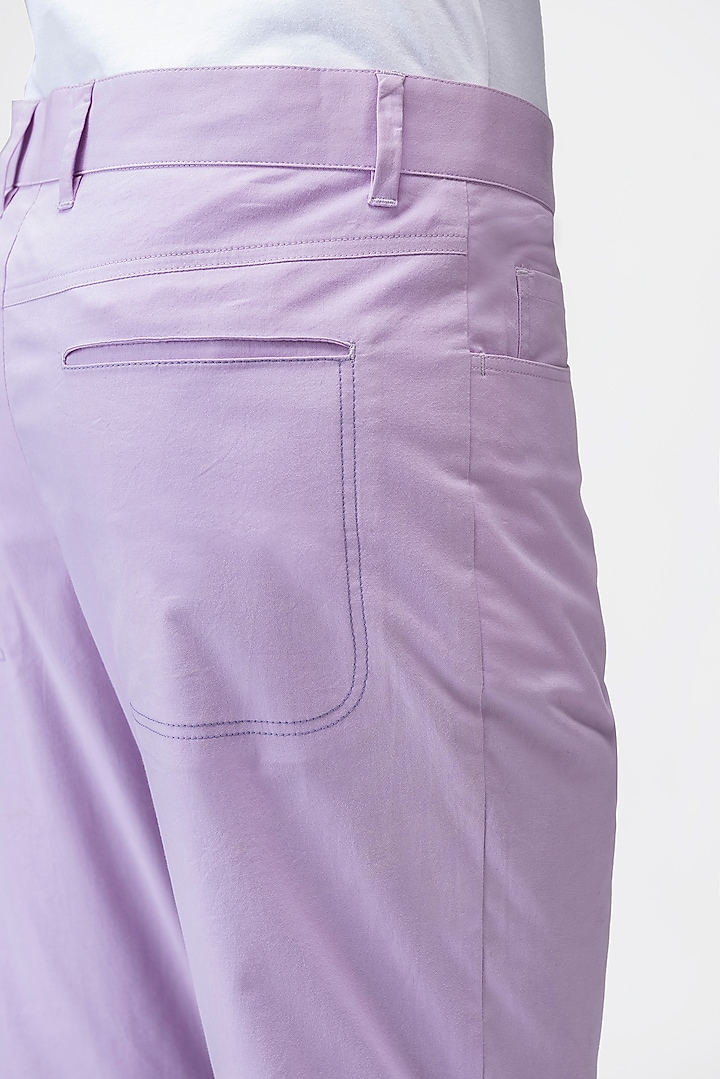 Lilac Cotton Twill Trousers by Genes Lecoanet Hemant Men at Pernia's Pop Up Shop